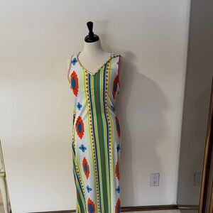 Multicolor Striped and Geometric Maxi Dress